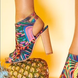 Multi Print Peep Toe Booties